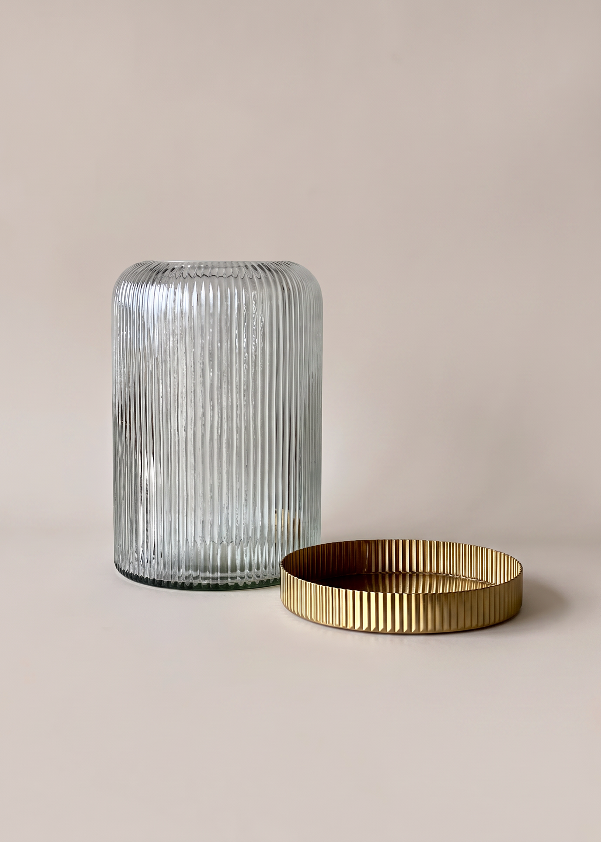 Fluted Glass Gold Vase - Dome