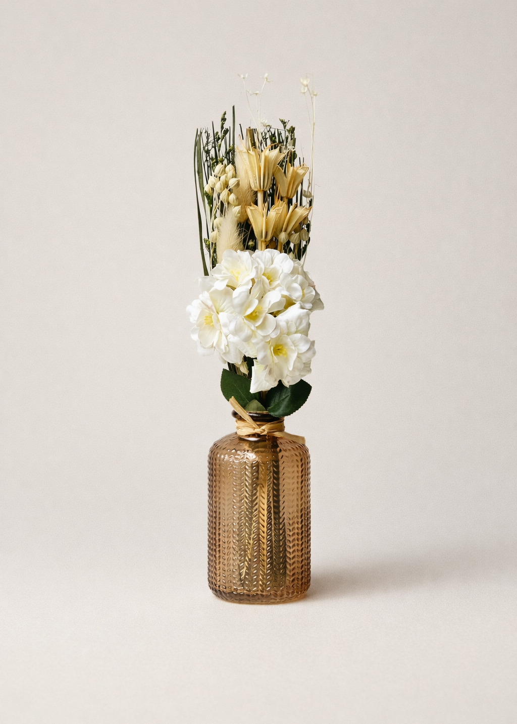 Artificial Daisy Bunch with Vase - White