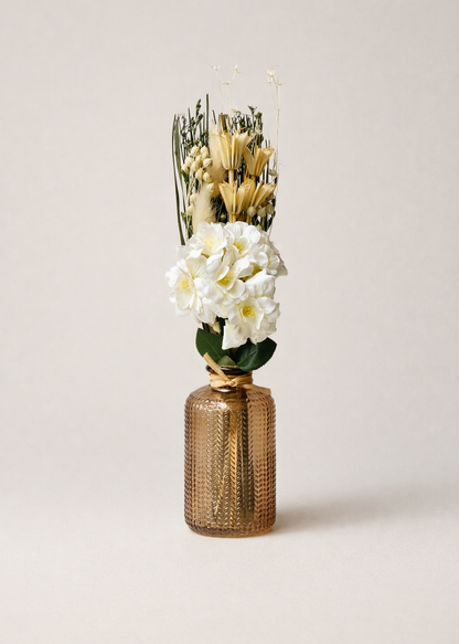 Artificial Daisy Bunch with Vase - White