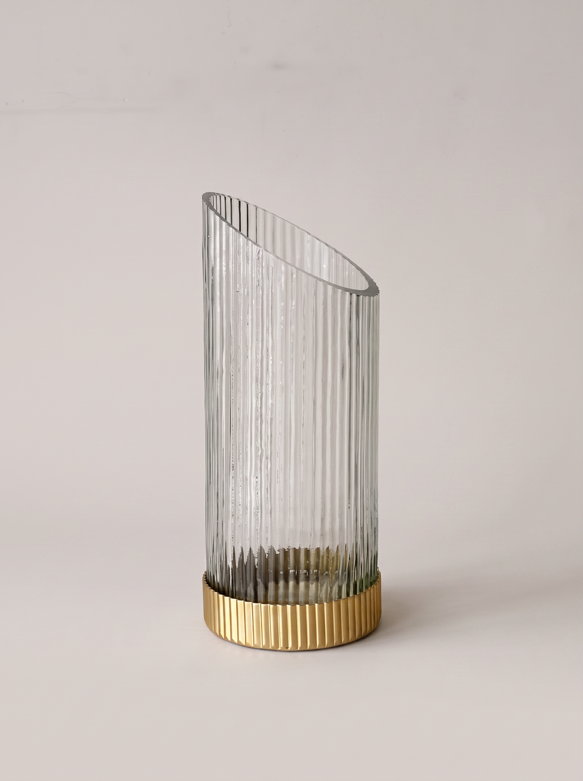 Fluted Glass Gold Vase - Tall