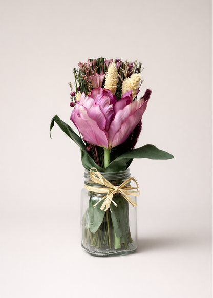 Artificial Pink Tulip Flower Bunch with Vase