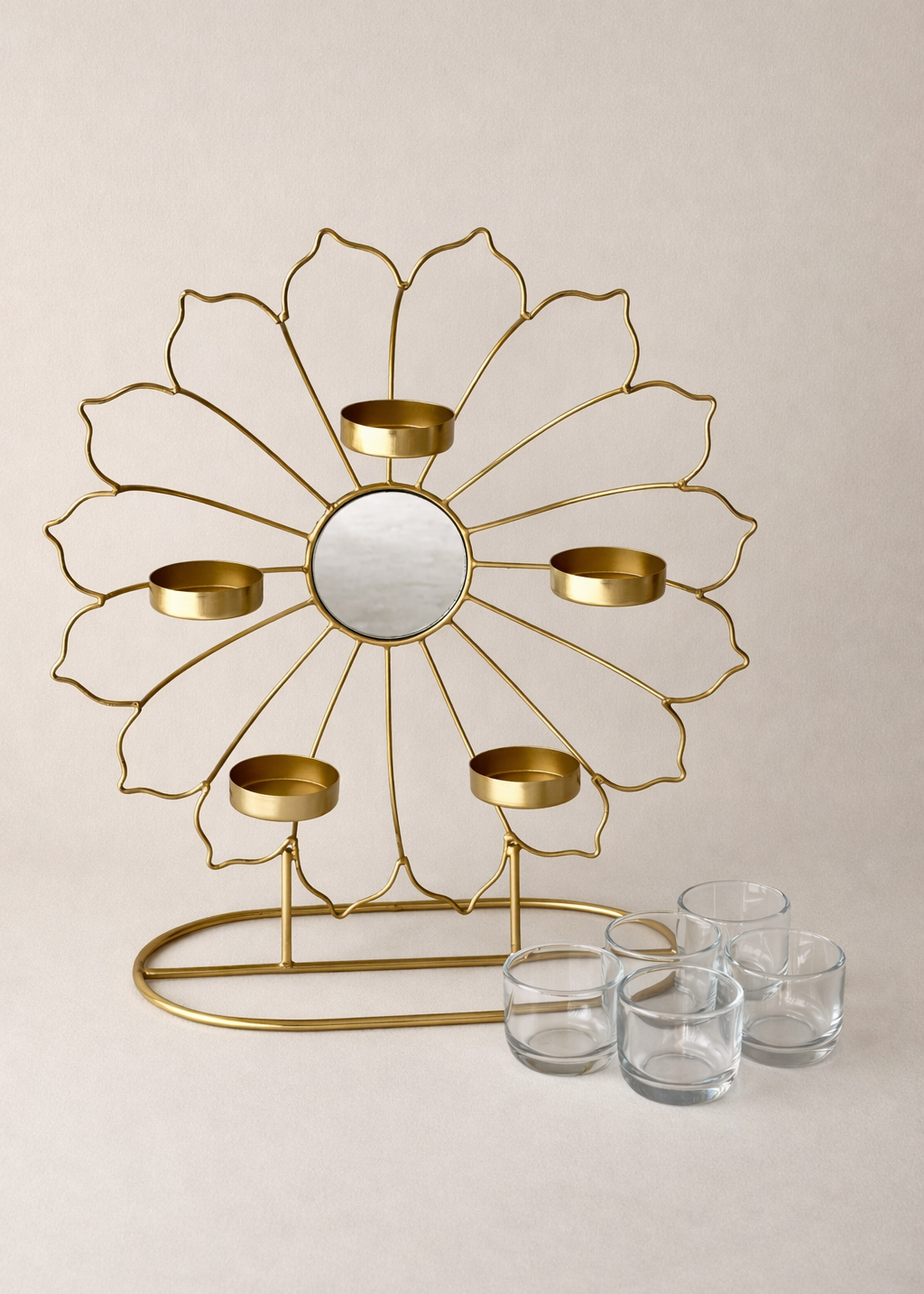 Inaya Ferris Bloom Gold Tea Light Holder