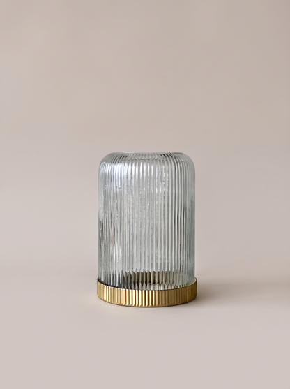 Fluted Glass Gold Vase - Dome
