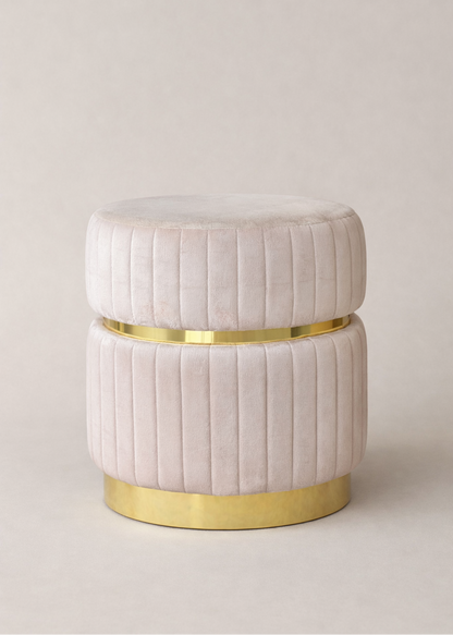 KOBE STRIPED POUFFE - IVORY