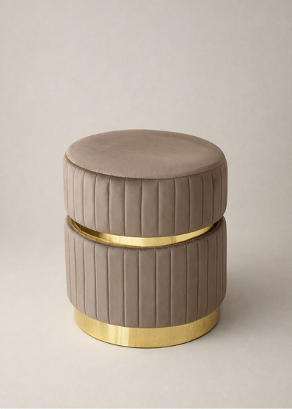 Kobe Striped Pouffe - Brown