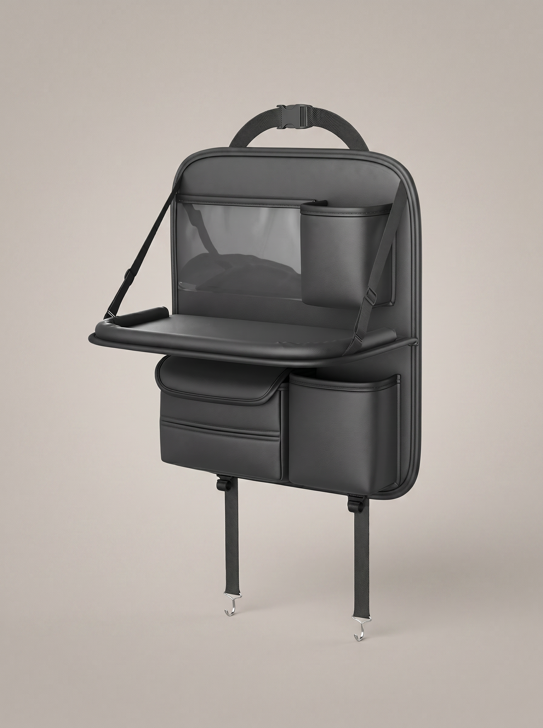 Car Back seat Organizer with Tray - Black
