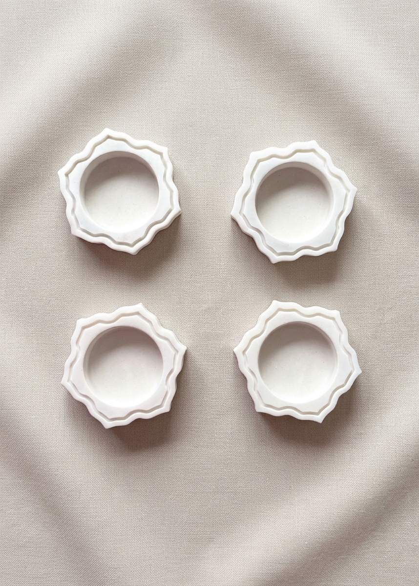 Pichola Marble Flower Votive Holder - Set Of 4