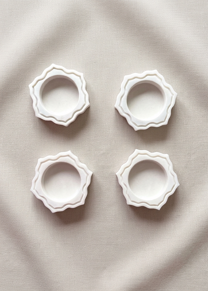 Pichola Marble Flower Votive Holder - Set Of 4