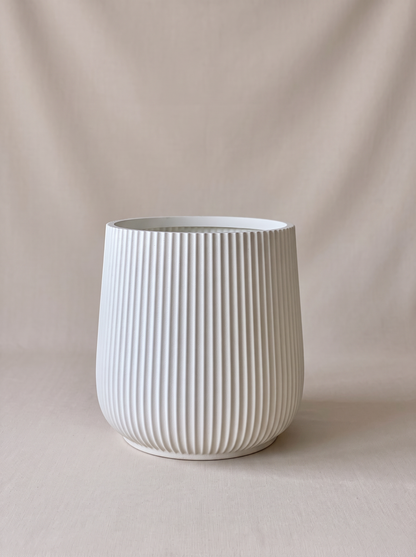 Luna Fluted Planter - White