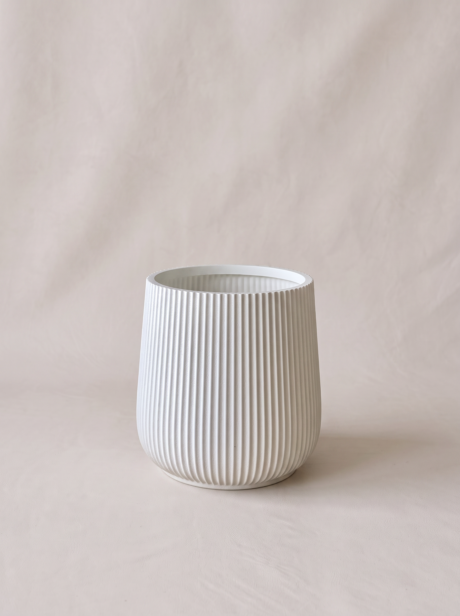 Luna Fluted Planter - White