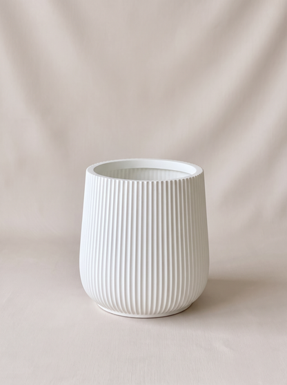 Luna Fluted Planter - White