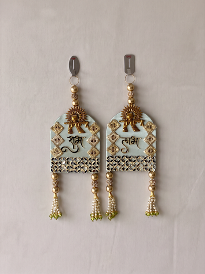 Festive Bansuri Shubh Labh Latkan - Mint Green