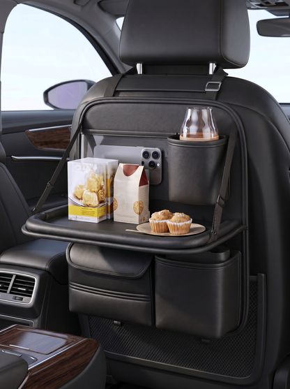 Car Back seat Organizer with Tray - Black