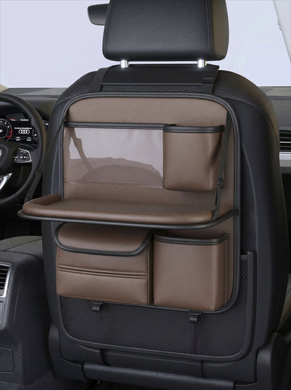 Car Back seat Organizer with Tray - Brown