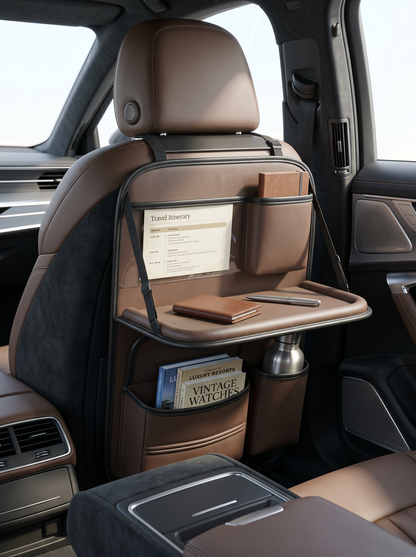 Car Back seat Organizer with Tray - Brown