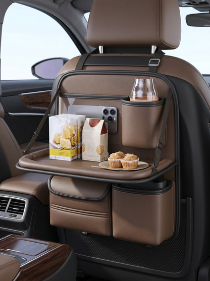Car Back seat Organizer with Tray - Brown