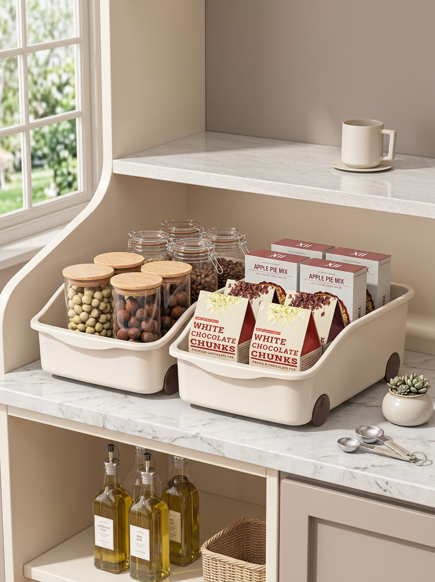 Multi-purpose basket with  wheels short type (Set of 2)