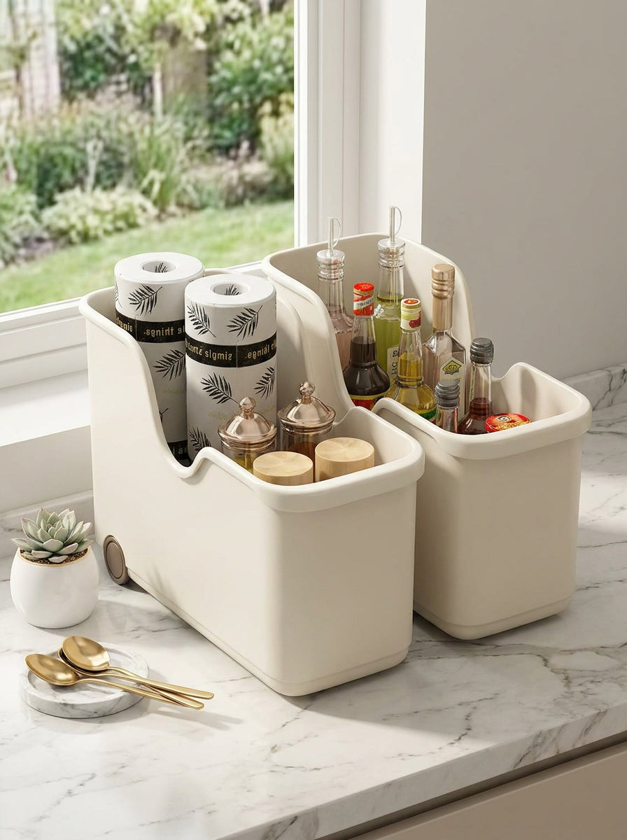 Storage Basket With  Wheels Large (Set of 2)