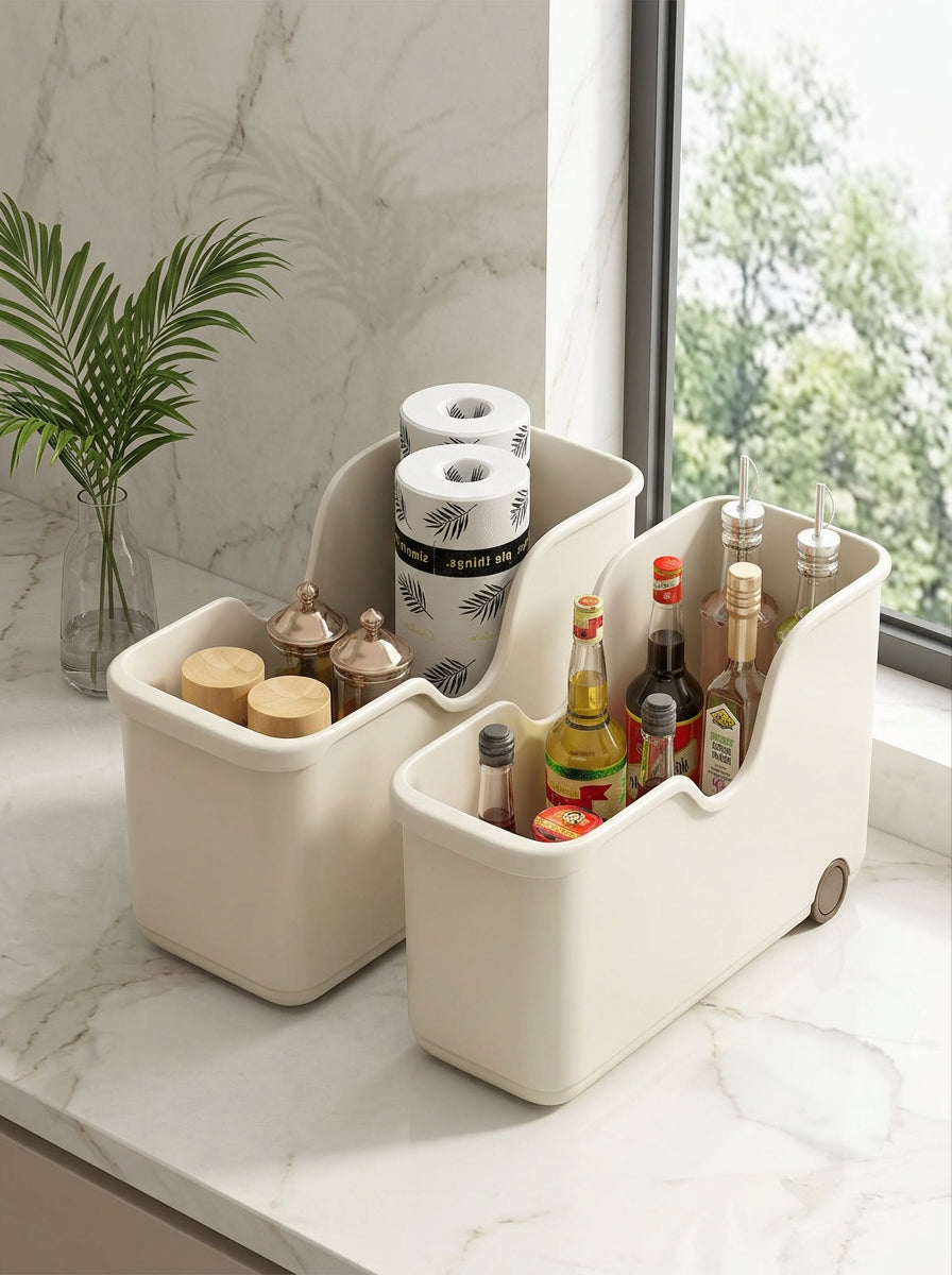 Storage Basket With  Wheels Large (Set of 2)