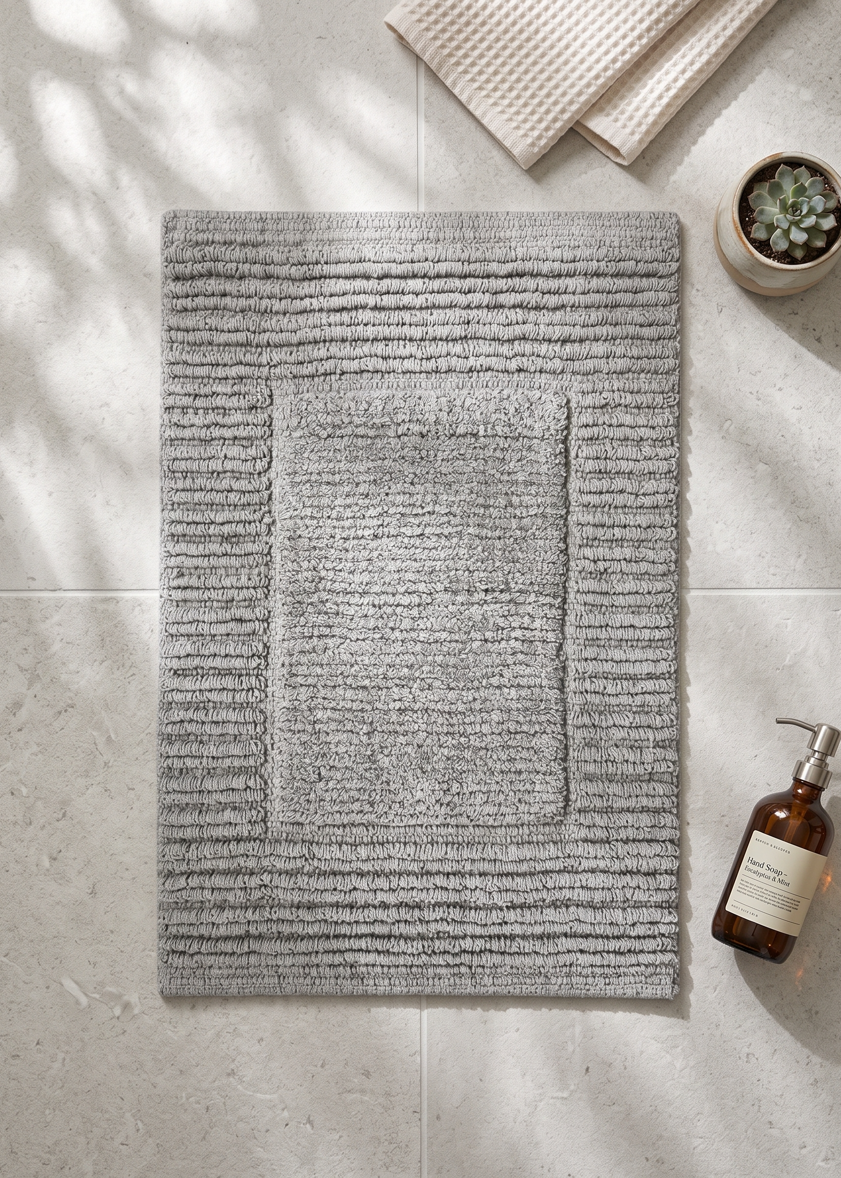 Mysa Anti Slip - Woven - Cotton Bath Mat - Grey - 45 x 30 cm