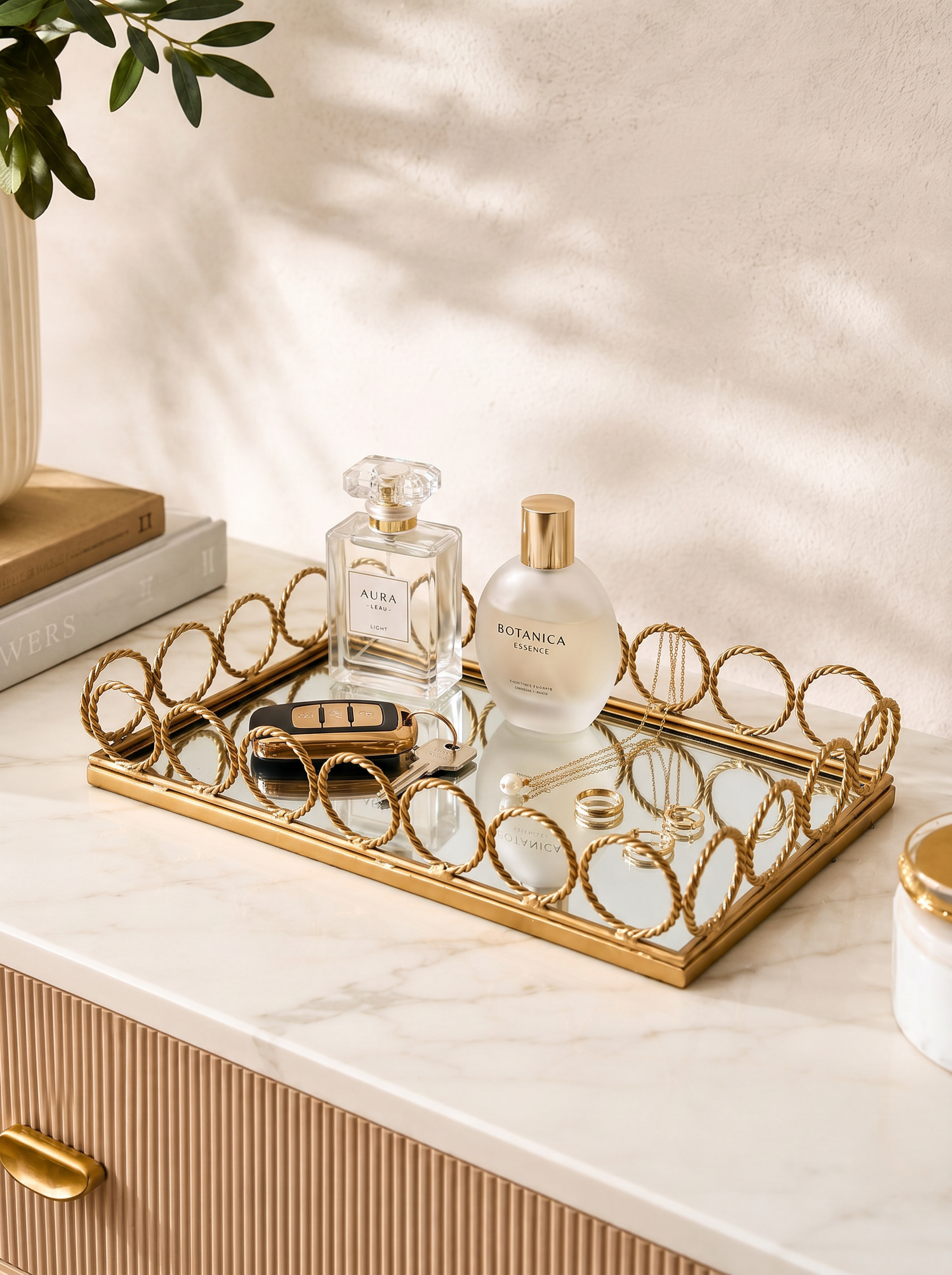 Braided Gold Mirror Tray