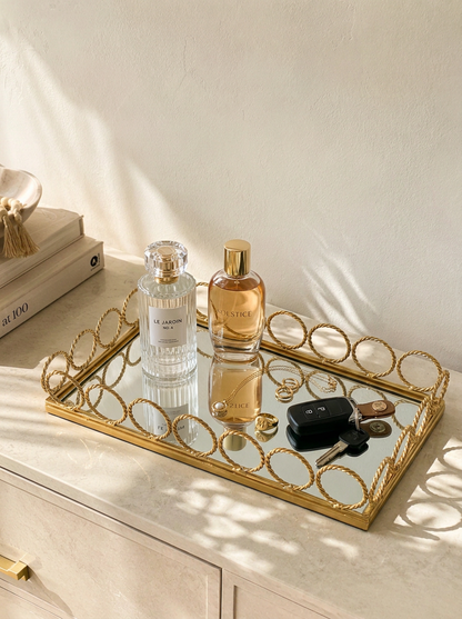 Braided Gold Mirror Tray