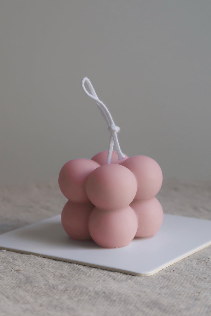 Quad Bubble Pink Candle - Small - Set Of 4