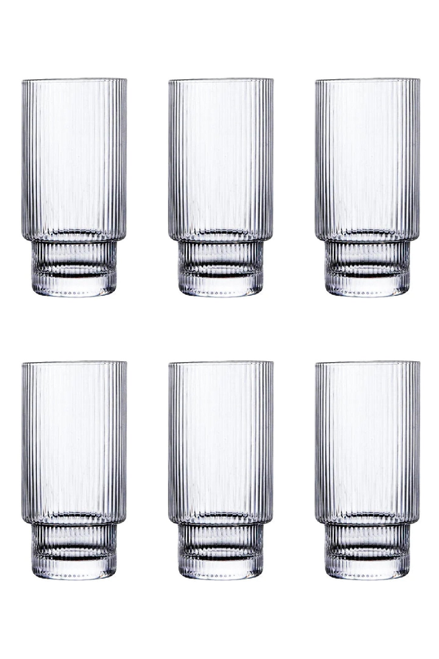 Ribbed Large Drinking Glass - Set Of 6