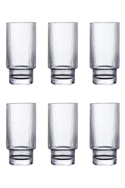 Ribbed Large Drinking Glass - Set Of 6