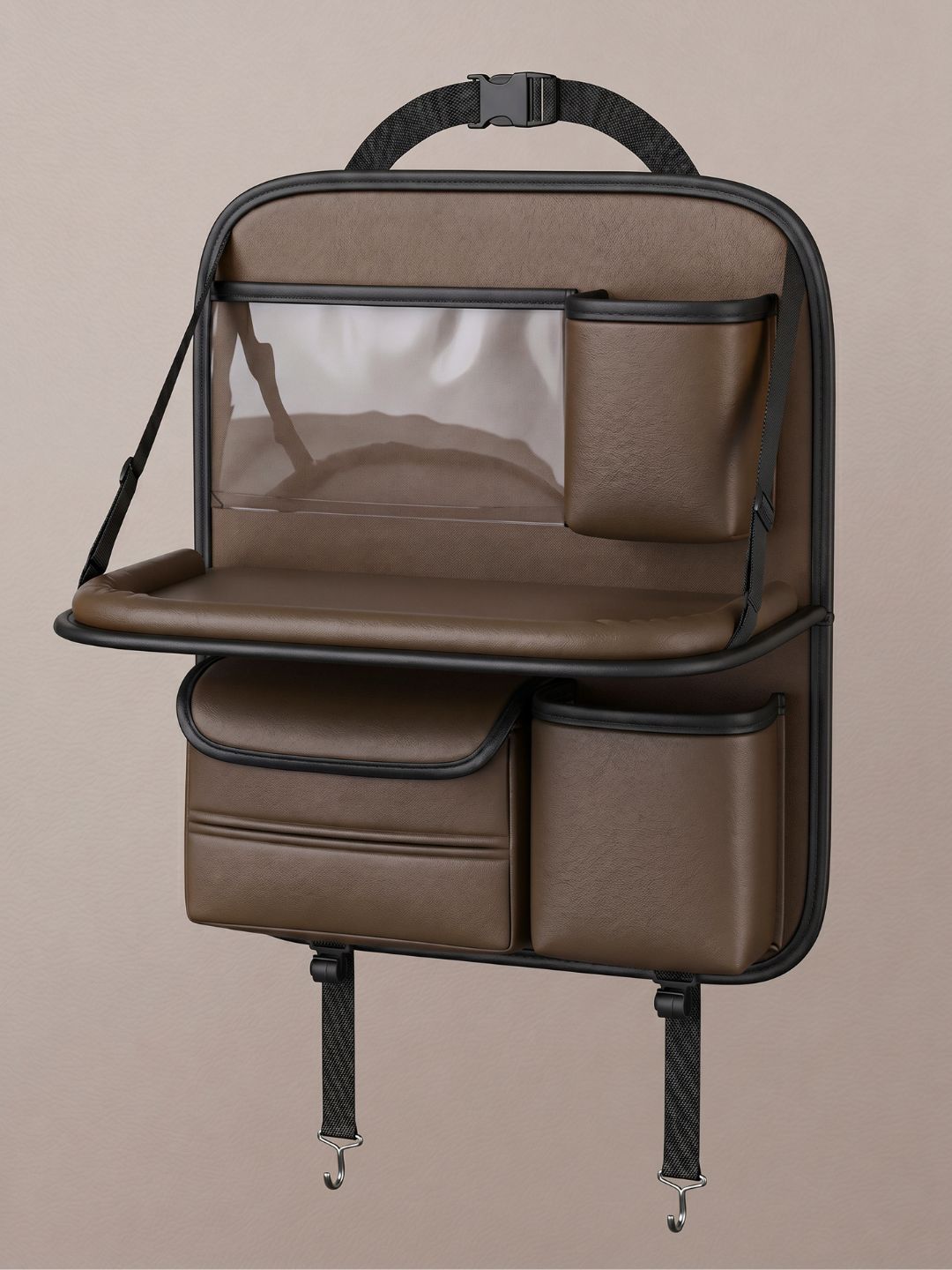 Car Back seat Organizer with Tray - Brown