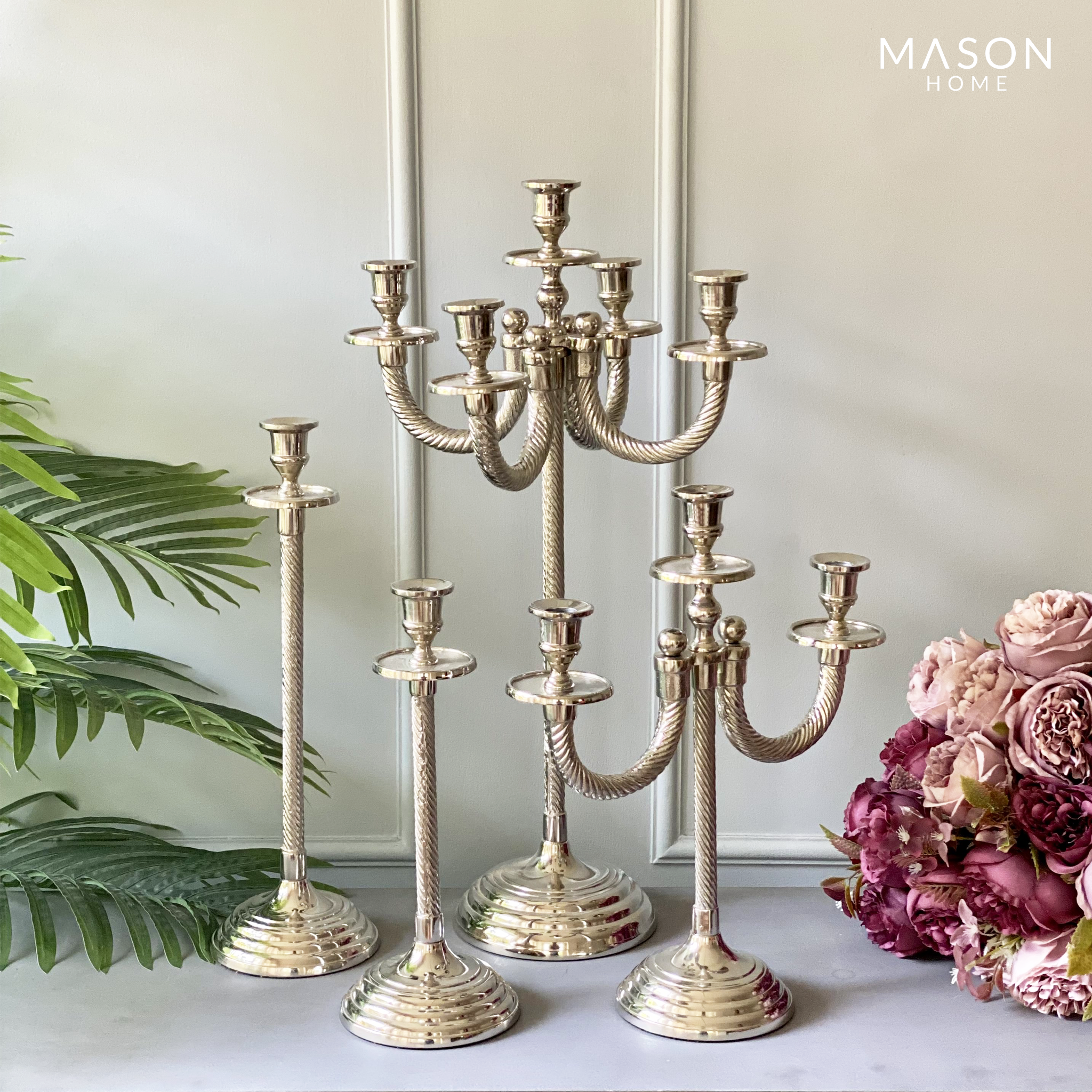 Beirut Silver Rope Candle Stand - Large – Mason Home by Amarsons