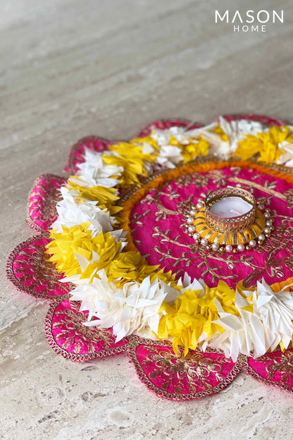 Festive Round Marigold Rangoli