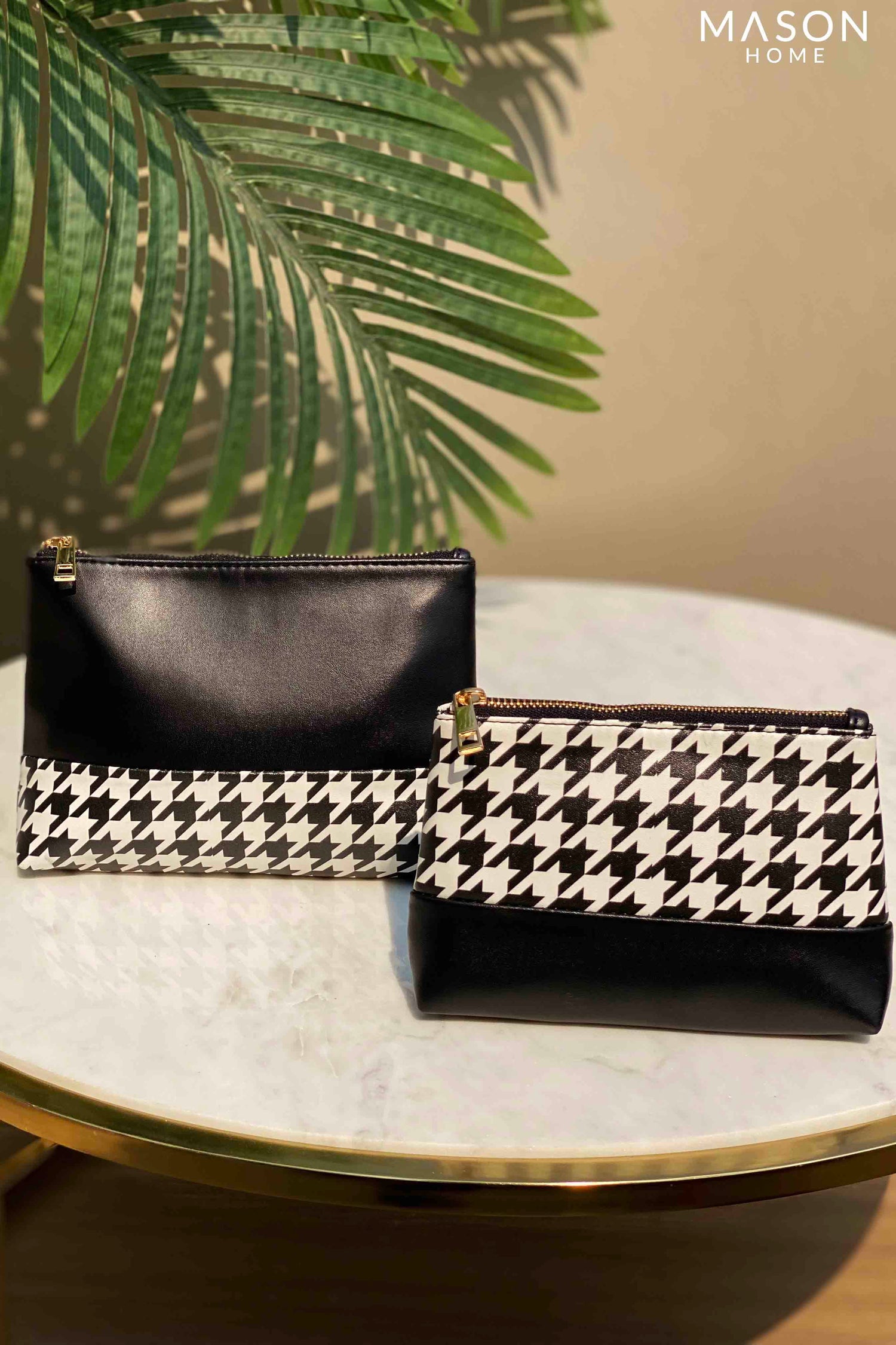 Houndstooth Make Up Pouch - Set Of 2