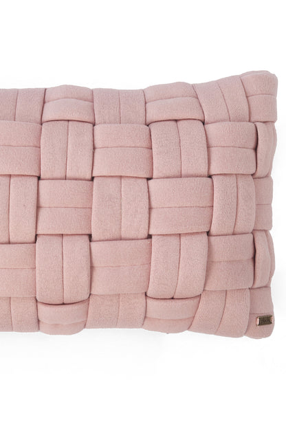 Basket Knitted Decorative Cushion cover (Cameo Pink)