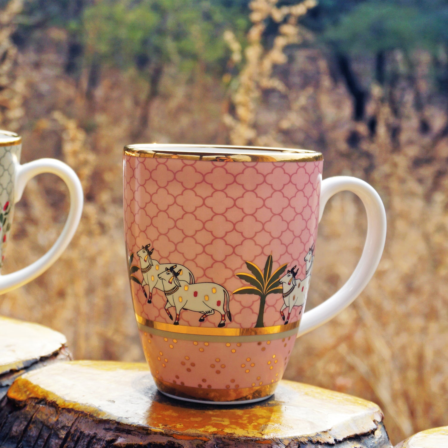 Pichwai - Coffee Mug Pink (Set Of 2)