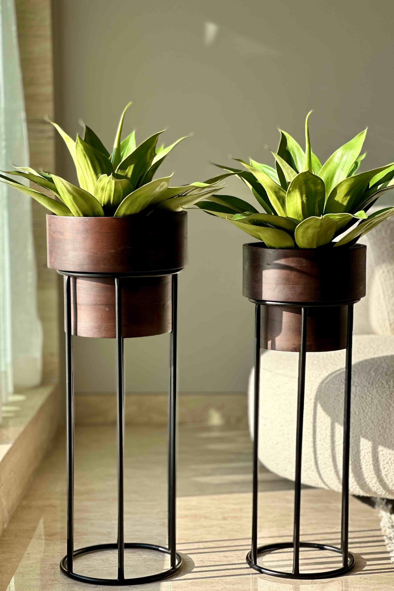 Vienna Wooden Planter With Black Stand - Small