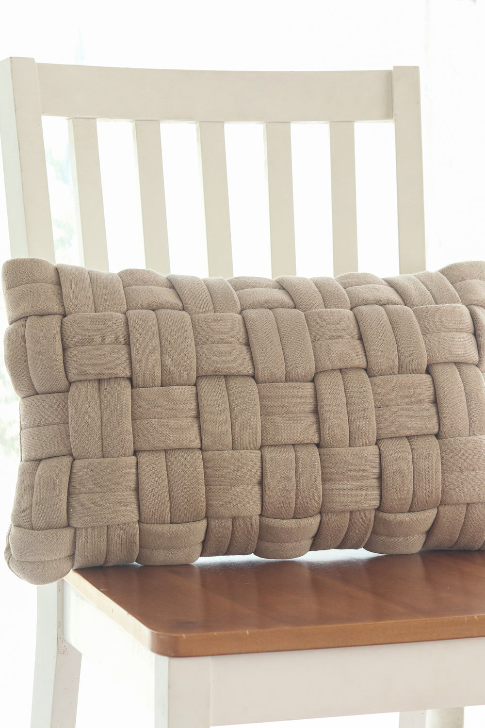 Basket Knitted Decorative Cushion cover (Sandy Brown)