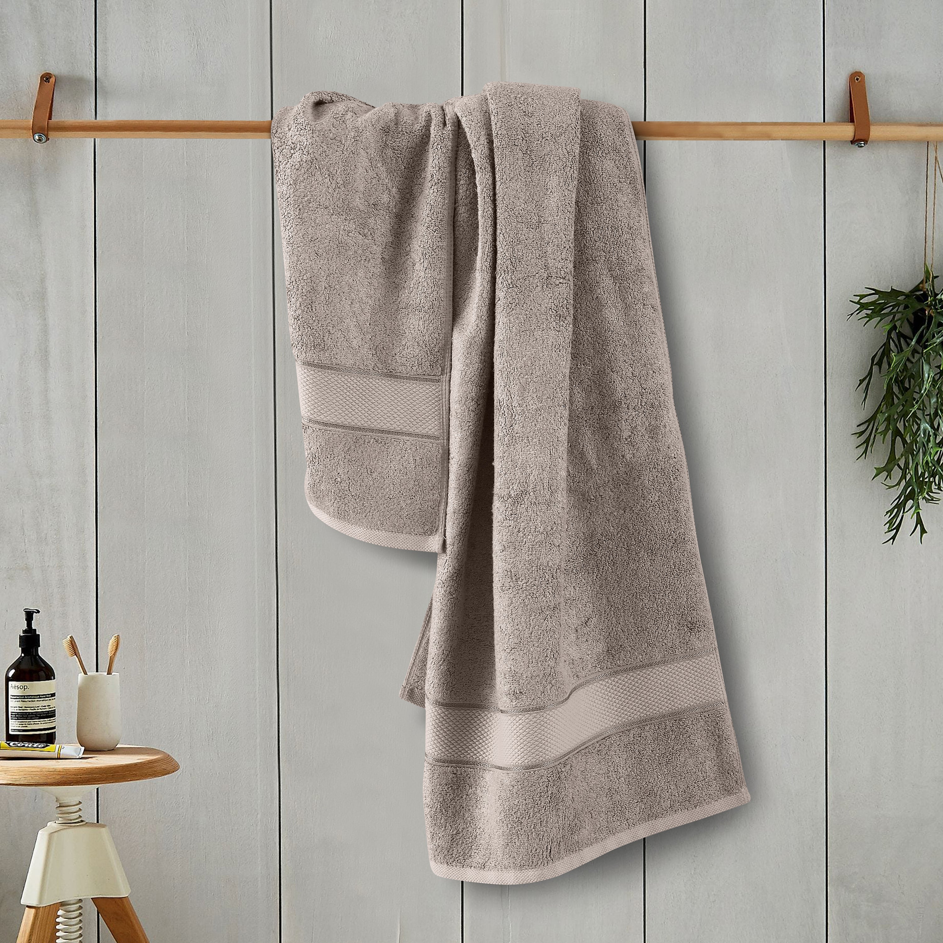 Taupe - Bamboo Hand Towel - (Set Of 2)