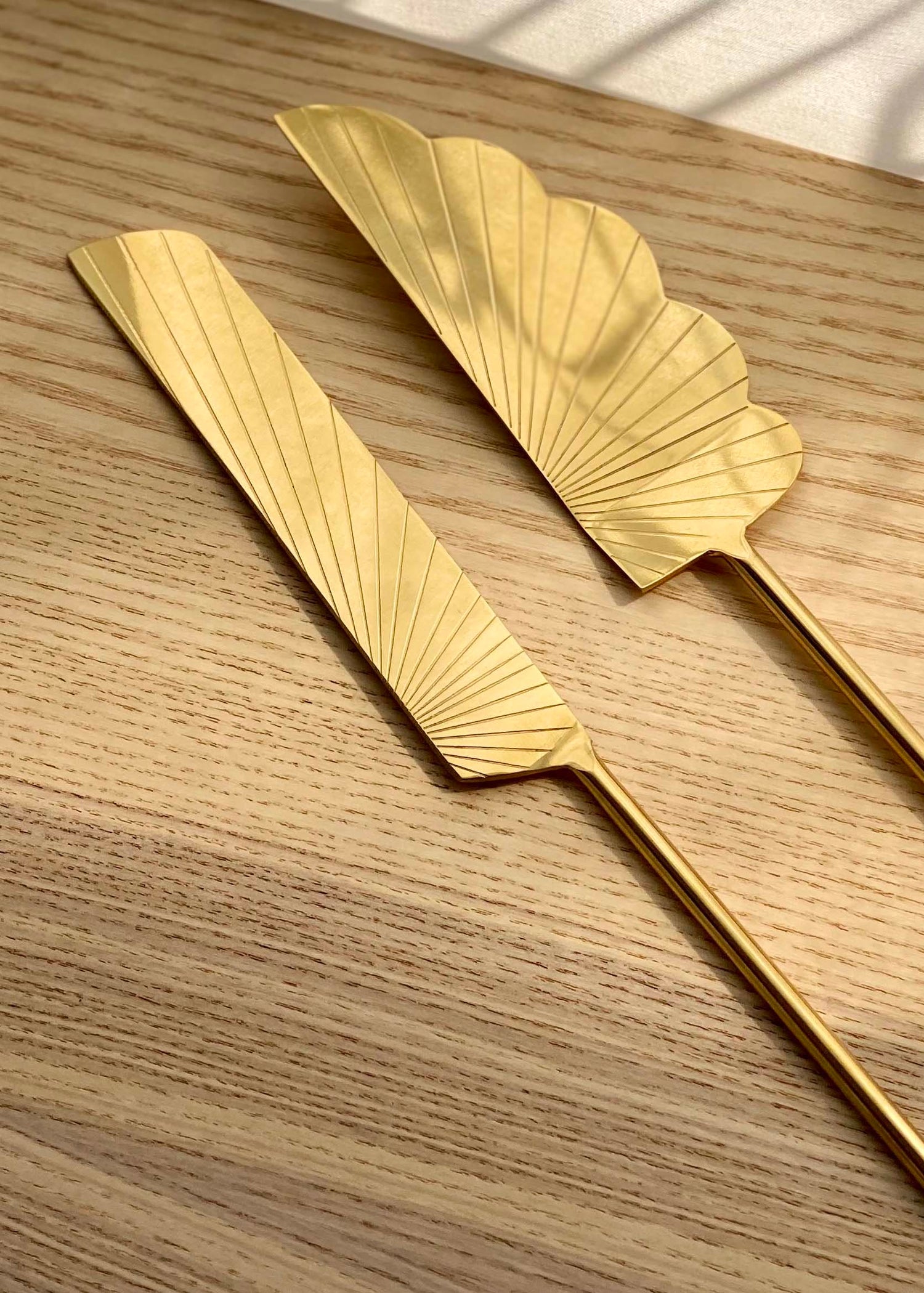 Luna Cake Knife And Server - Gold