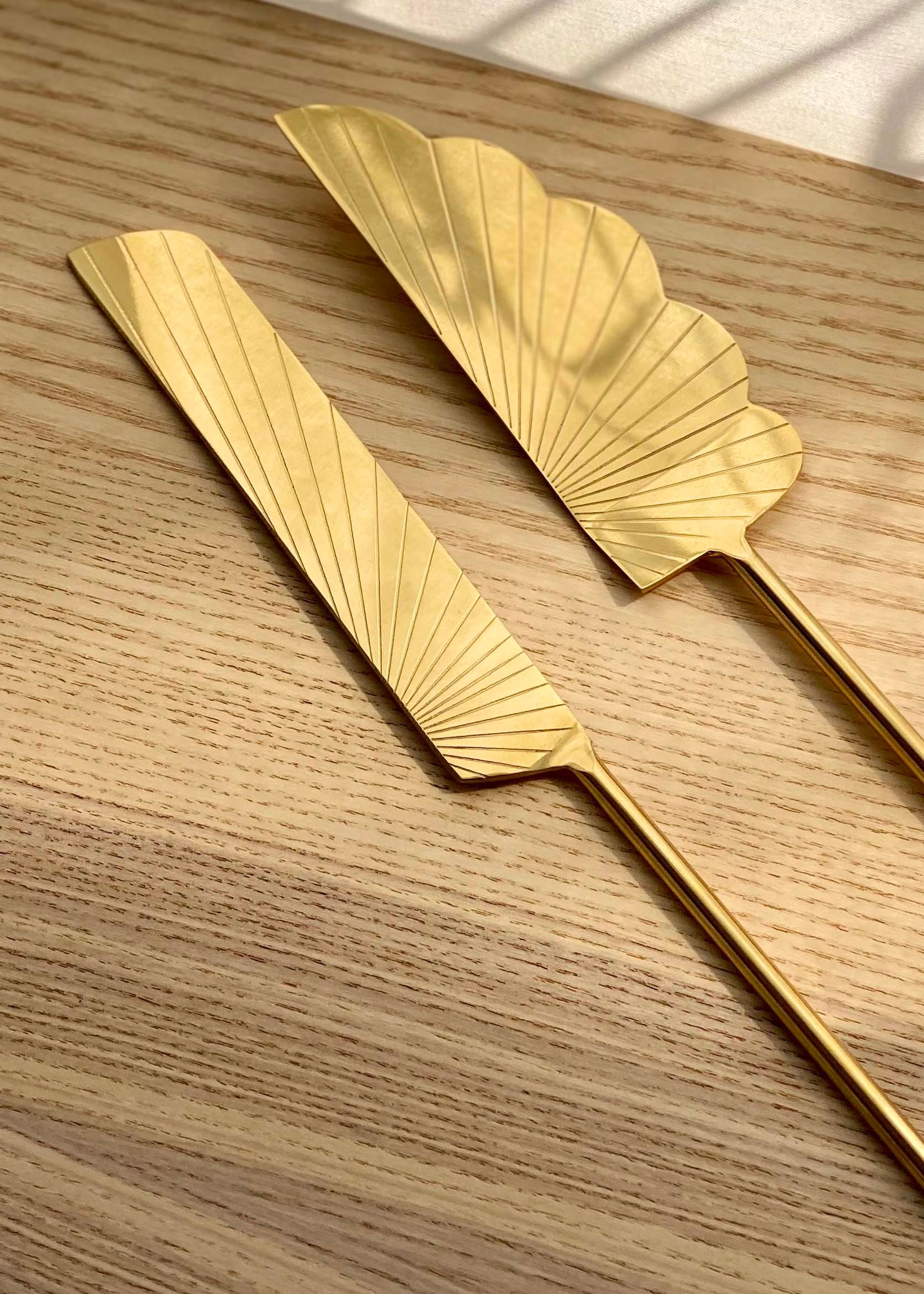 Luna Cake Knife And Server - Gold