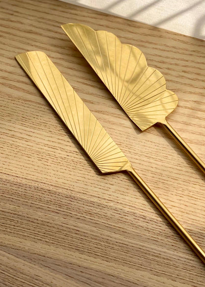 Luna Cake Knife And Server - Gold