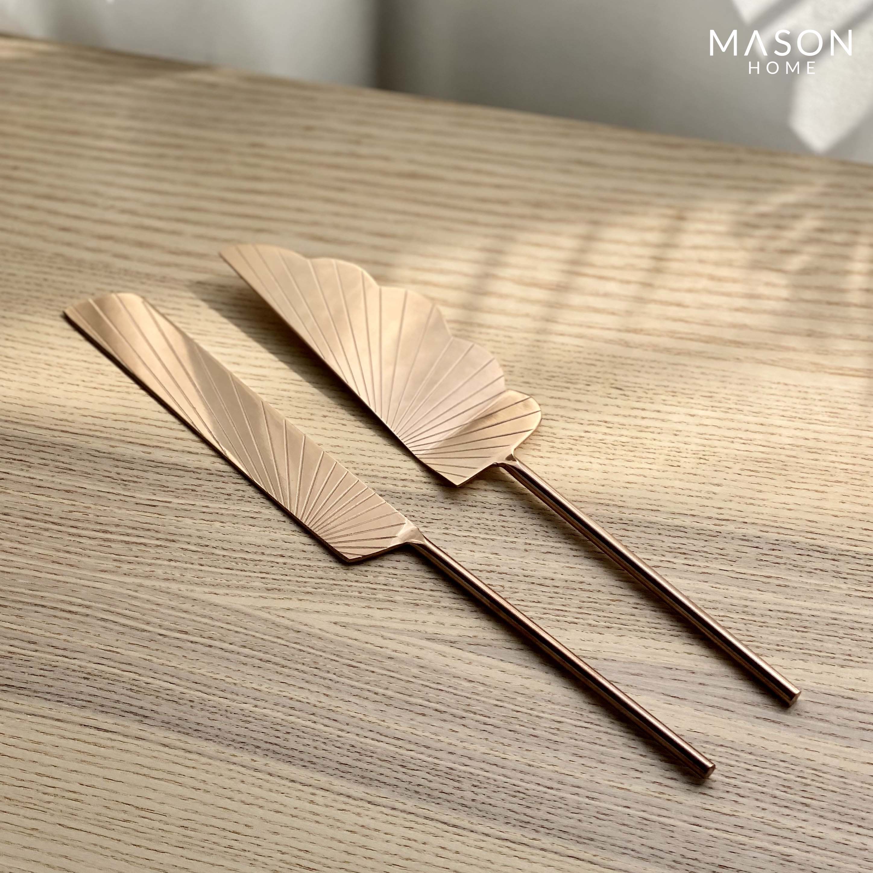 Luna Cake Knife And Server - Rose Gold