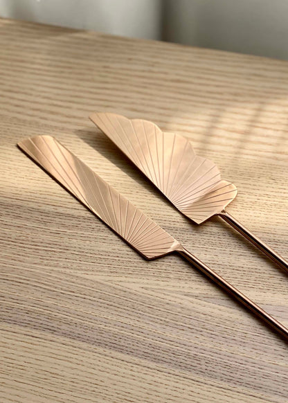 Luna Cake Knife And Server - Rose Gold