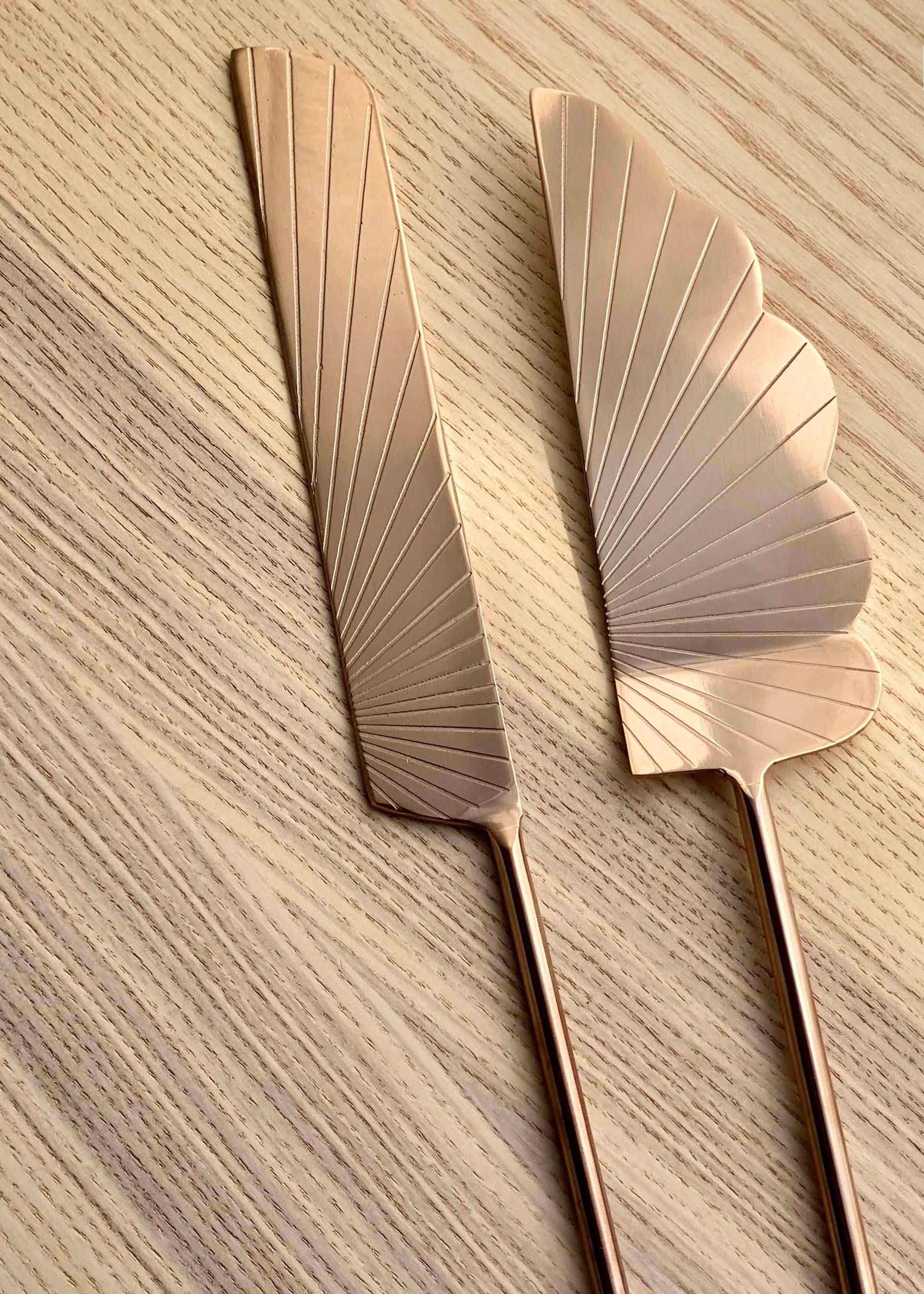 Luna Cake Knife And Server - Rose Gold