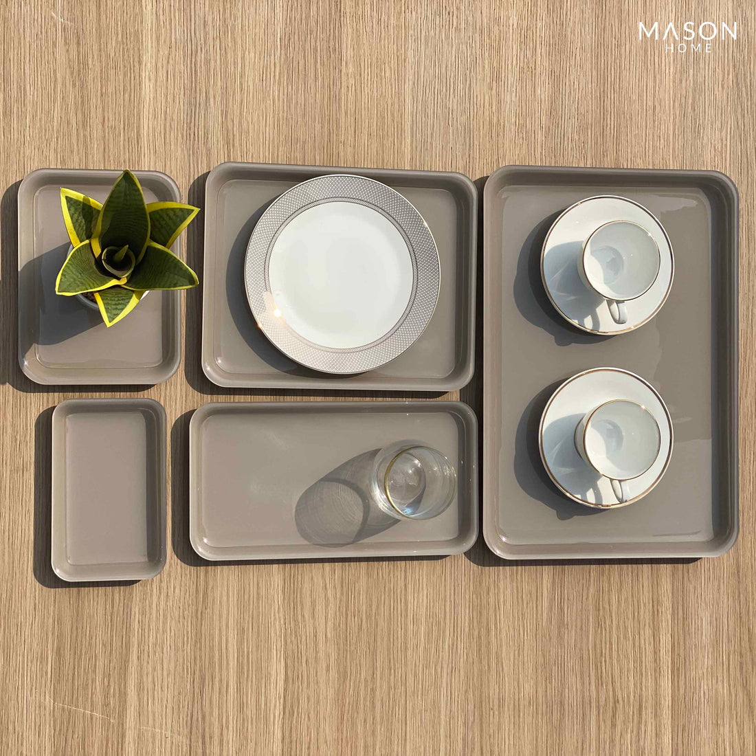 Taupe Avenue Rectangle Serving Tray - Set Of 5