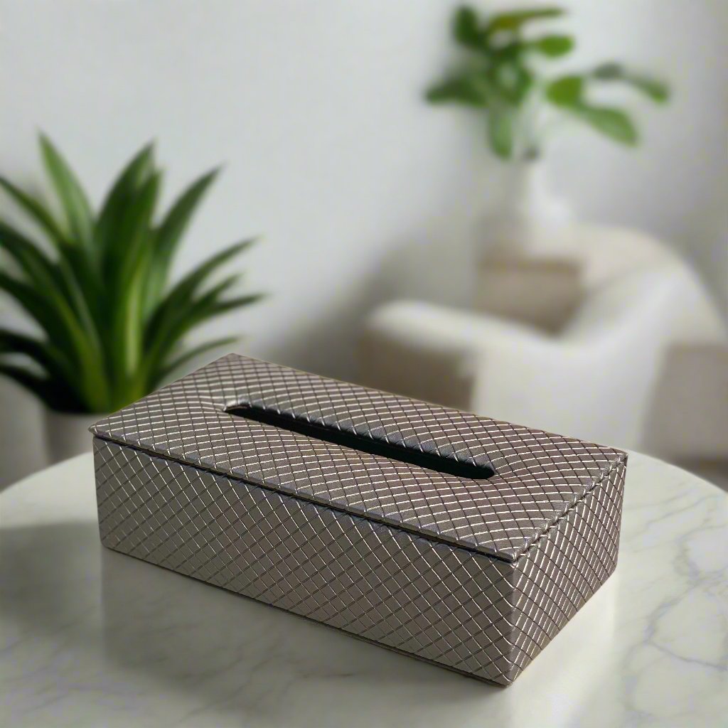 Braided Grey Tissue Box