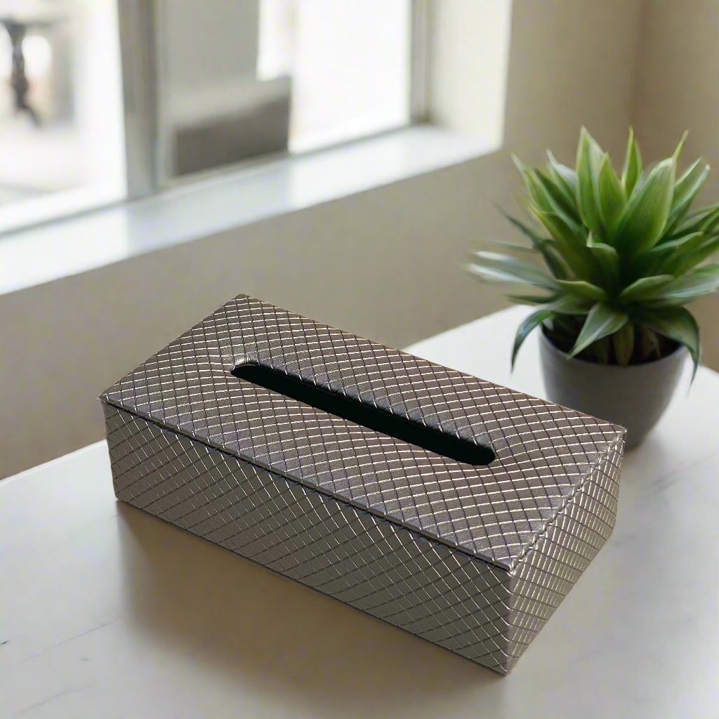 Braided Grey Tissue Box