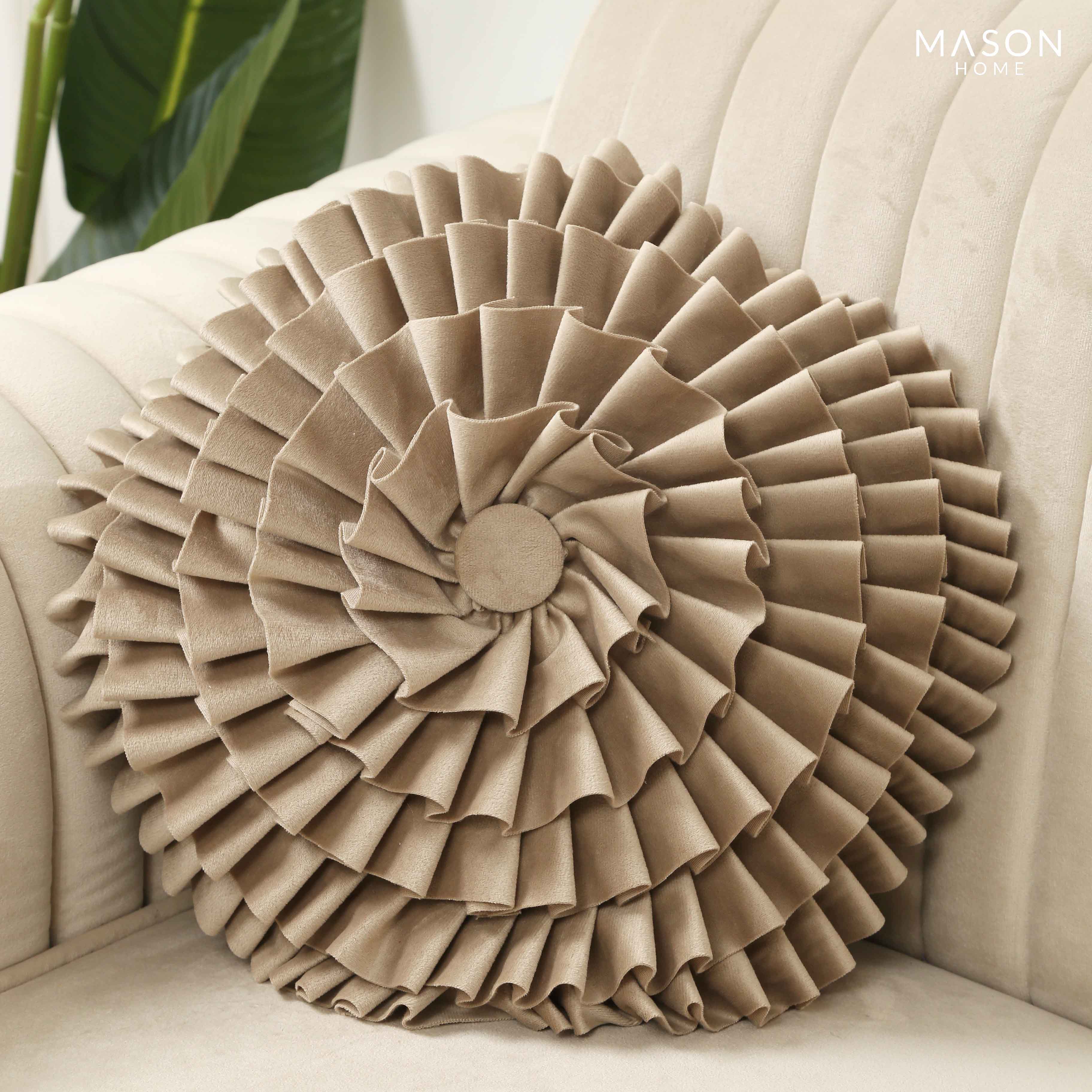 Floret Beige Round Cover With Filler