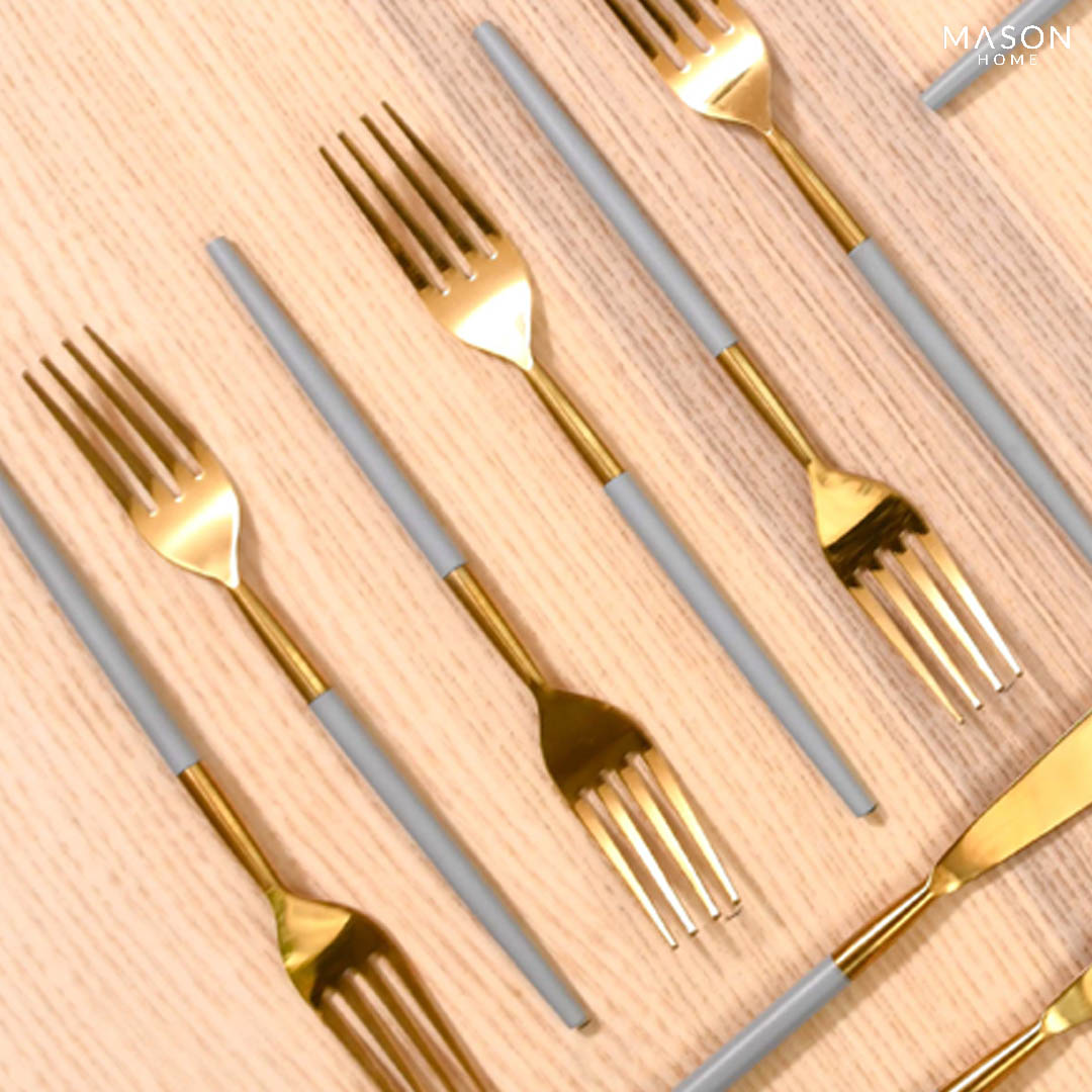 Deux Gold And Grey Cutlery - Set Of 24