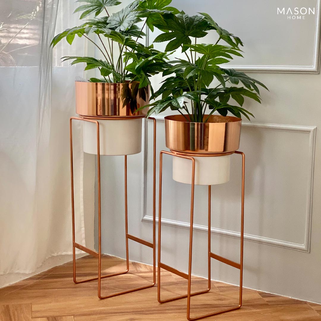 Madison Planter - White &amp; Rose Gold (Set Of 2)